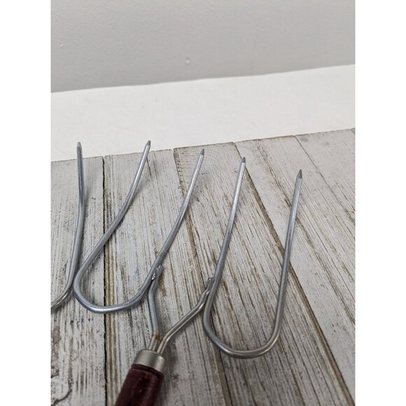 Turkey & Roast Lifter Fork Set of 2 Wood Handles 10 3/4" - Picture 2 of 10